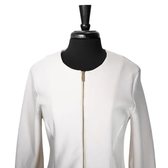 Saint + Sofia Women's Florence Jacket Cream Organic Cotton Blend Full Zip 10 NWT - Picture 6 of 9